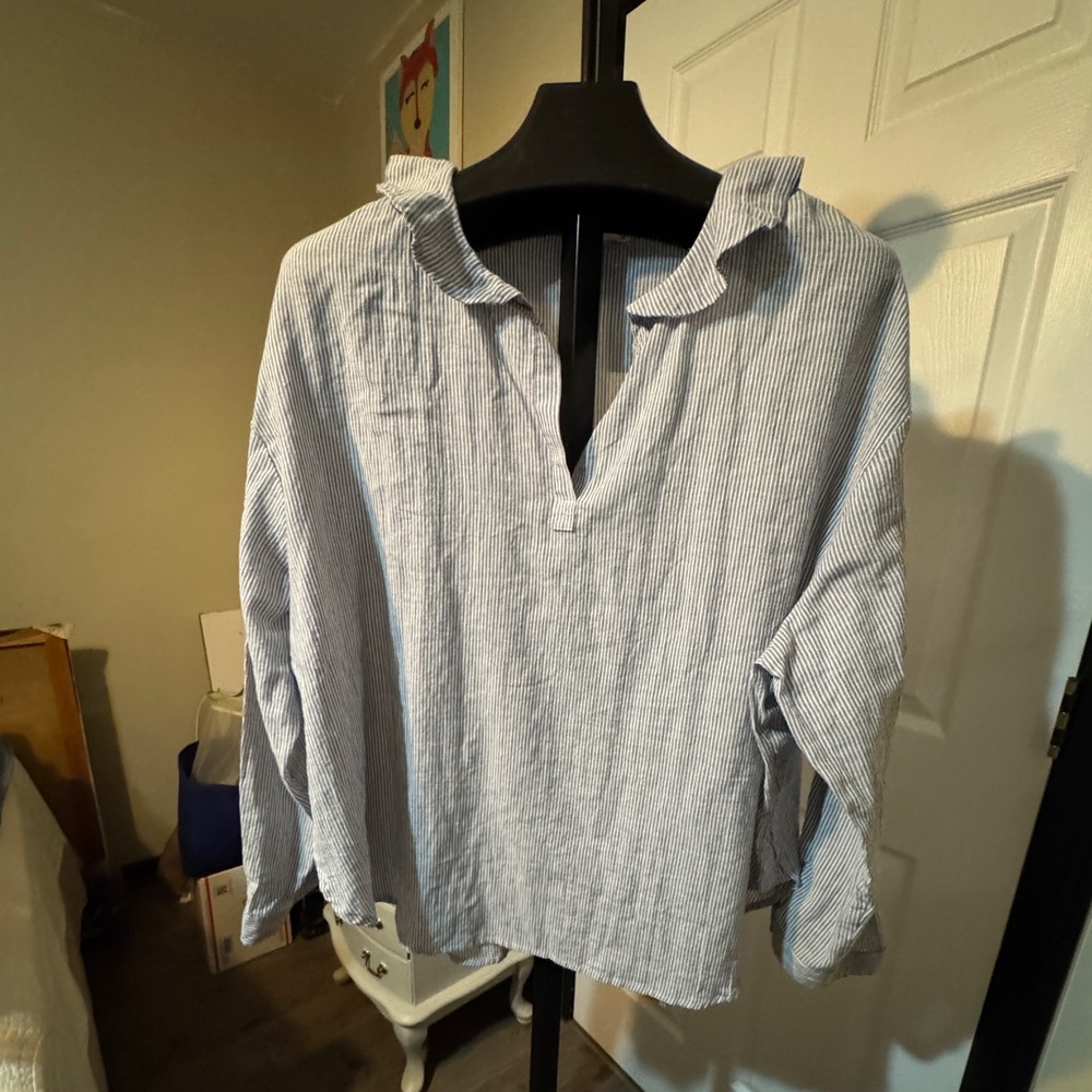 Fun2Fun ruffled neckline cotton blouse.